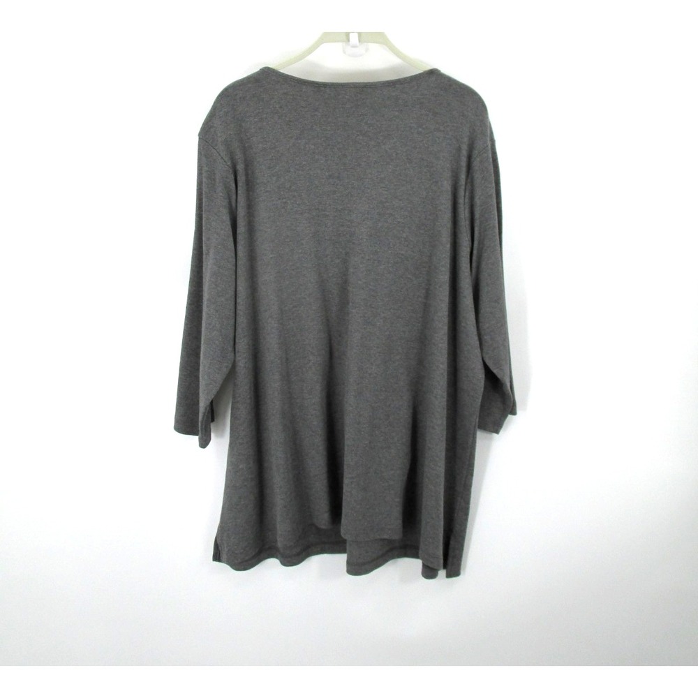 NWT QUACKER FACTORY Pullover Tunic Sweater Women Plus 3X Gray Studs Rhinestones - Picture 4 of 16
